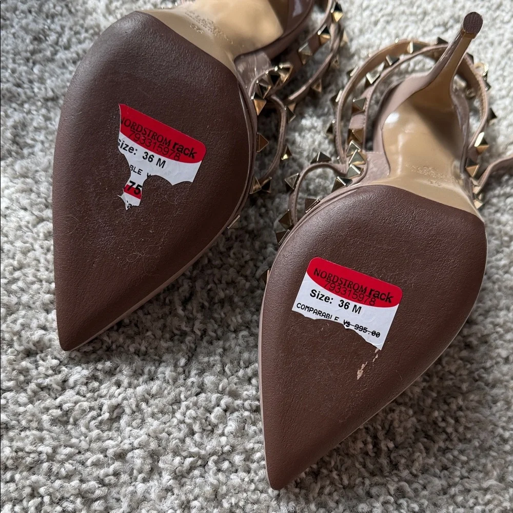 Valentino Women's Blush Patent Leather Studded Heels - Picture 6 of 13